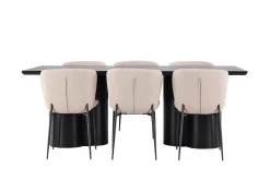 Venture Home Spisegrupper-Olivia Spisegruppe 210 cm Rektangulær med 6 Modesto stoler Svart/Beige/Svart