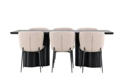 Venture Home Spisegrupper-Olivia Spisegruppe 210 cm Rektangulær med 6 Modesto stoler Svart/Beige/Svart