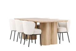 Venture Home Spisegrupper-Olivia Spisegruppe 210 cm Rektangulær med 6 Agnes stoler White wash/Hvit/Svart