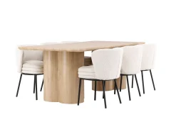 Venture Home Spisegrupper-Olivia Spisegruppe 210 cm Rektangulær med 6 Agnes stoler White wash/Hvit/Svart