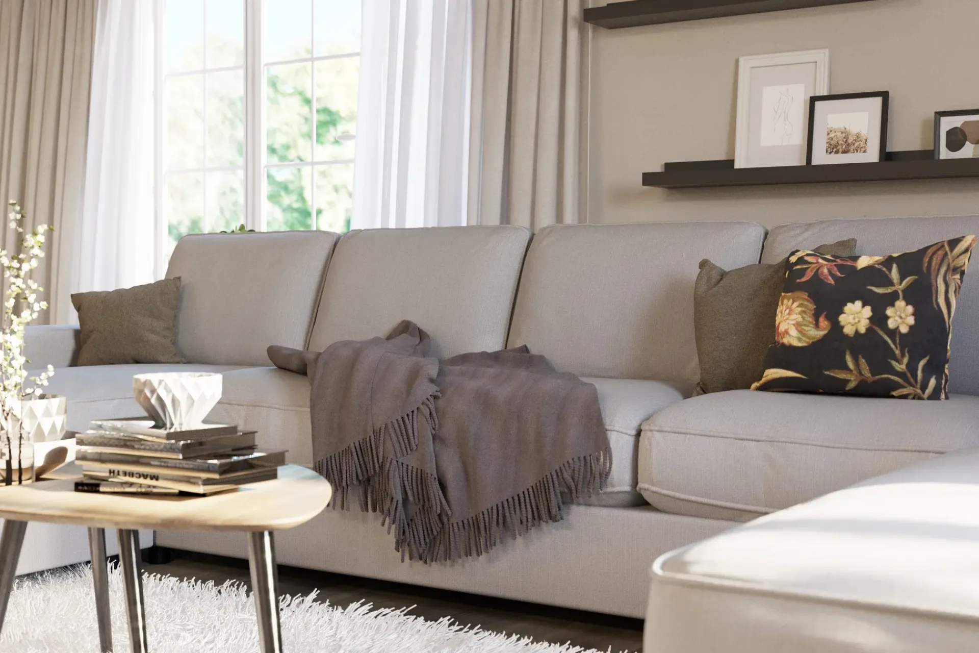 Scandinavian Choice U-Sofa-Optus Lyx 6-seters Høyrevendt U-formet Large Sofa med Divan og Sjeselong i Stoff Grey