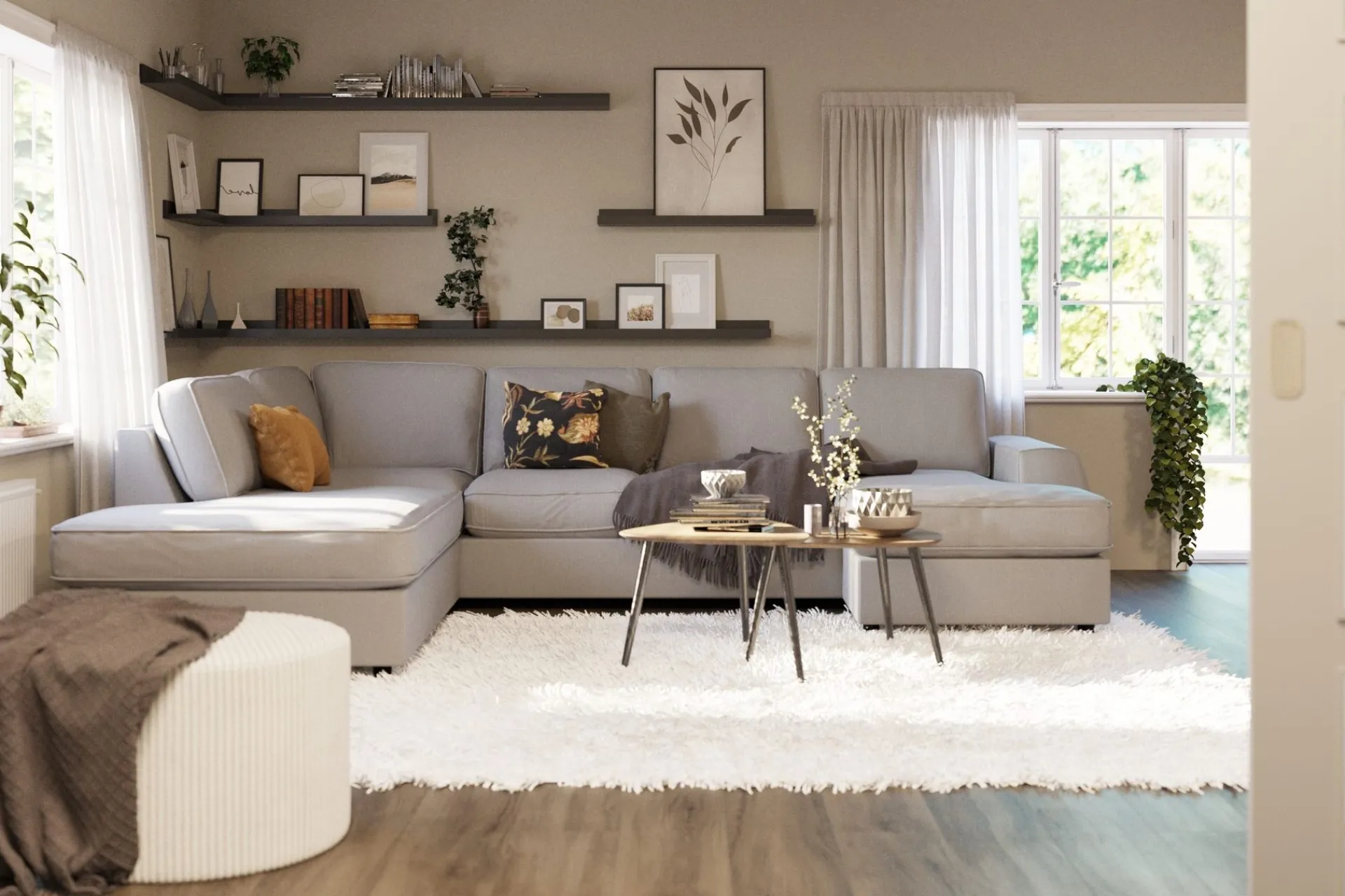 Scandinavian Choice Optus Lyx 4-seters Venstrevendt U-formet Sofa med Divan og Sjeselong i Stoff