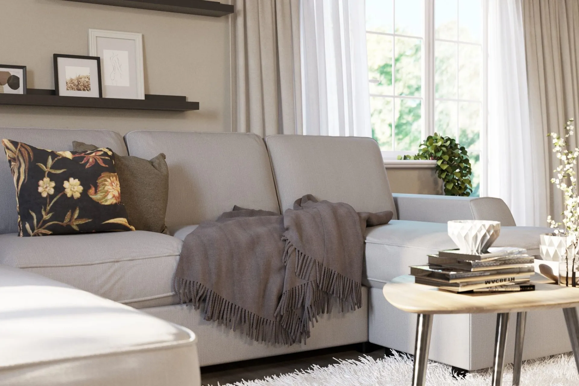 Scandinavian Choice Optus Lyx 4-seters Venstrevendt U-formet Sofa med Divan og Sjeselong i Stoff