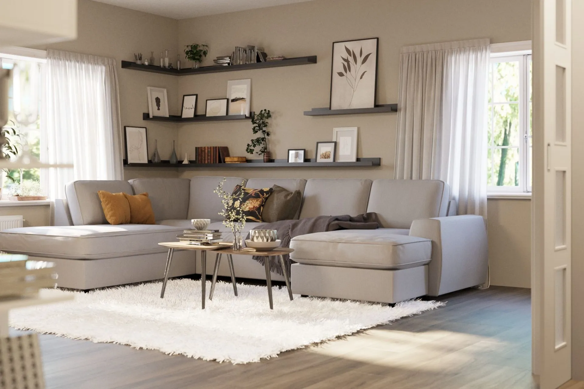 Scandinavian Choice Optus Lyx 4-seters Venstrevendt U-formet Sofa med Divan og Sjeselong i Stoff