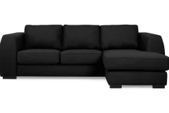 Scandinavian Choice Sofa Med Sjeselong-Optus 3-seters Vendbar L-formet Sjeselongsofa i Stoff Svart