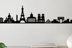 Skilt-Paris Skyline Veggdekor Svart