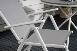 Venture Home Cafesett|Balkonggrupper-Parma Cafésett Rundt Ø90 cm + 2 Break Posisjonsstoler Hvit/Grå