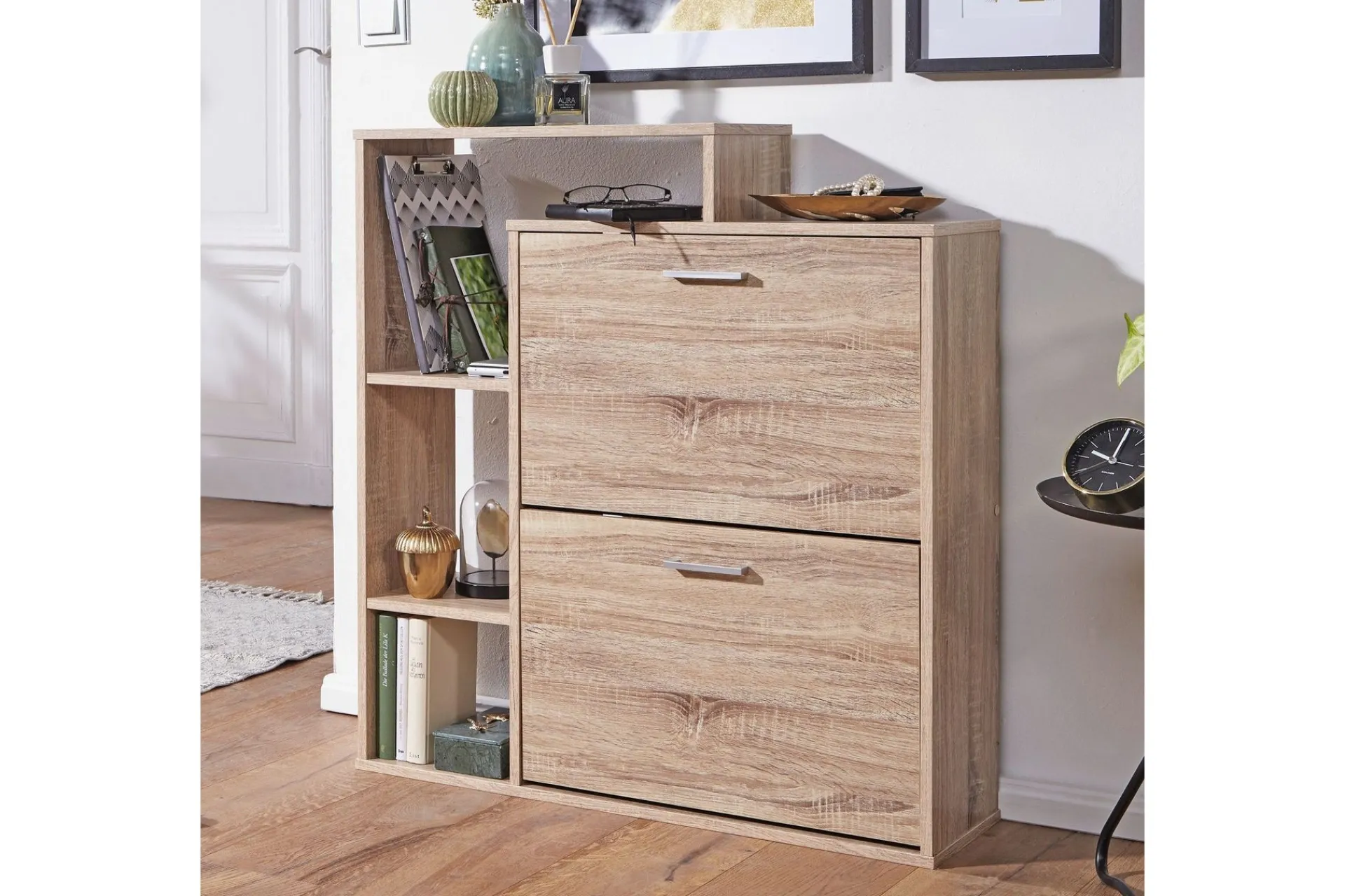 Wohnling Skohylle & Skostativ|Gangoppbevaring-Pause Skoskap Tre/Natur