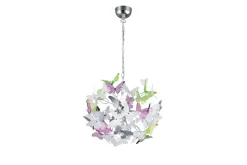 Trio Lighting Barnelampe-Pendel TRIO Butterfly Lyseblå,Lysegrønn,Hvit,Krom