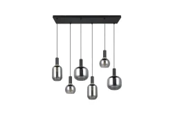Trio Lighting Pendel TRIO Diva 6-deler, Matt svart/krom