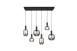 Trio Lighting Pendel TRIO Diva 6-deler, Matt svart/krom