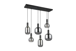 Trio Lighting Pendel TRIO Diva 6-deler, Matt svart/krom