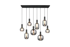 Trio Lighting Pendel TRIO Diva 8-delt, Matt svart/krom