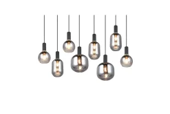 Trio Lighting Pendel TRIO Diva 8-delt, Matt svart/krom