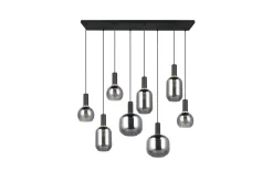 Trio Lighting Pendel TRIO Diva 8-delt, Matt svart/krom
