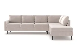 Scandinavian Choice Velour Sofa & Fløyel Sofa-Peppe 4-seters Høyrevendt L-formet Sjeselongsofa i Manchester Beige