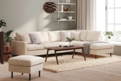 Scandinavian Choice 2 Seter Sofa|Sofa Med Sjeselong-Peppe 4-seters Høyrevendt L-formet Sjeselongsofa i Manchester Beige