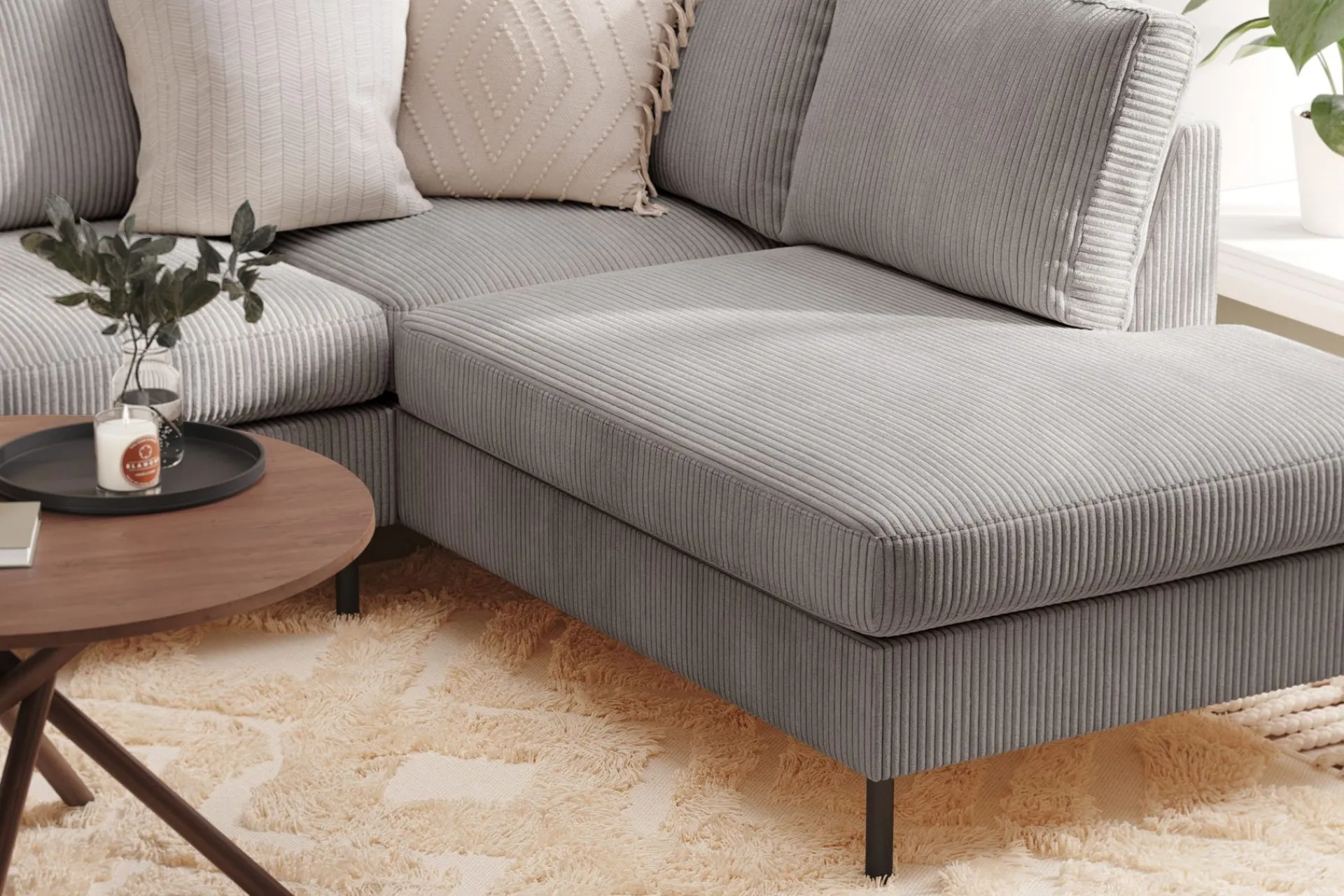 Scandinavian Choice U-Sofa-Peppe 4-seters Høyrevendt U-formet Sofa med Divan og Sjeselong i Manchester Mørkegrå
