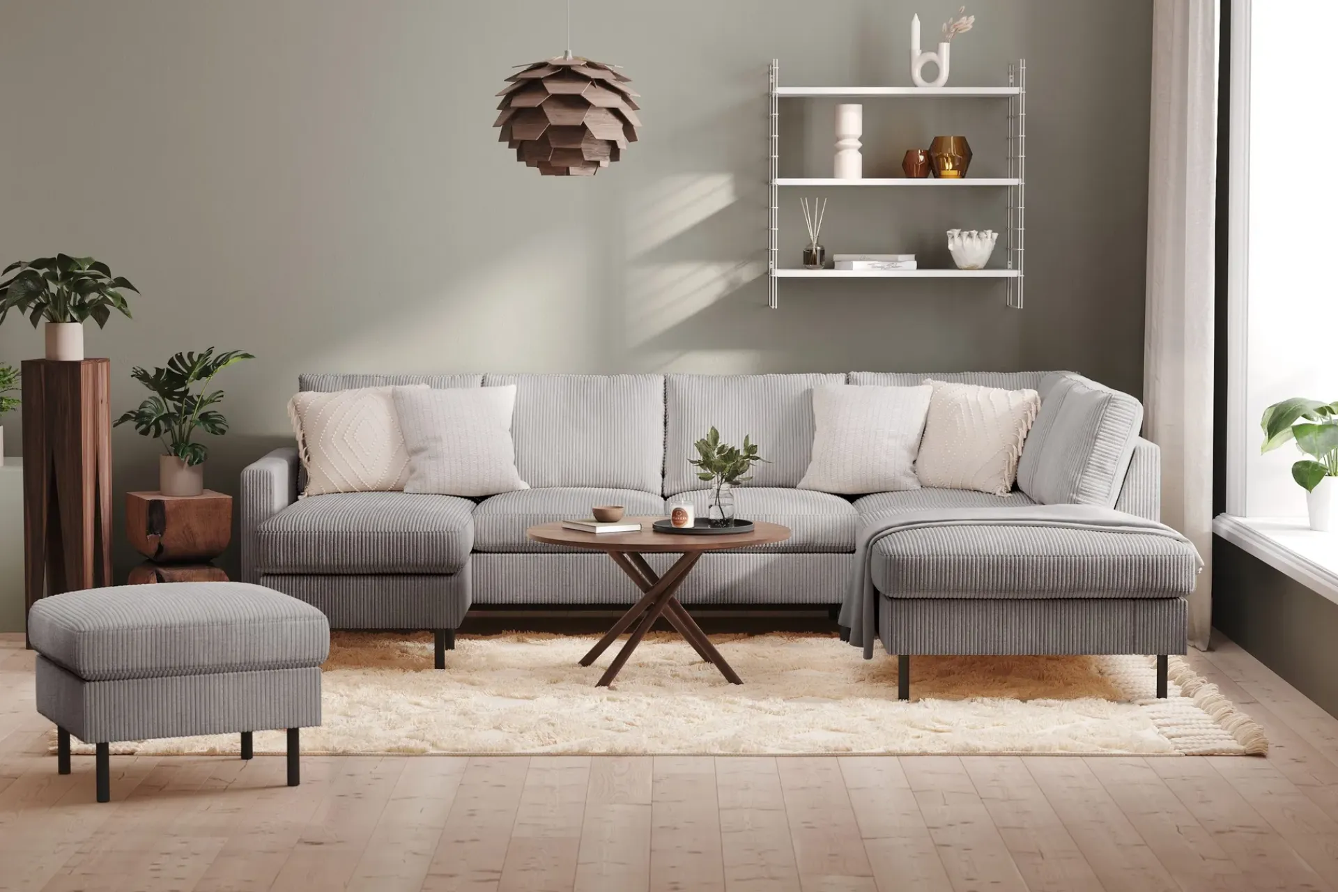 Scandinavian Choice U-Sofa-Peppe 4-seters Høyrevendt U-formet Sofa med Divan og Sjeselong i Manchester Mørkegrå