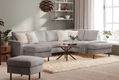 Scandinavian Choice U-Sofa-Peppe 4-seters Høyrevendt U-formet Sofa med Divan og Sjeselong i Manchester Mørkegrå