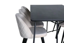 Venture Home Spisegrupper-Petra Spisegruppe 190 cm Rektangulær med 6 Velvet Stoler Svart
