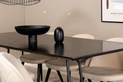 Venture Home Spisegrupper-Petra Spisegruppe 190 cm Rektangulær med 6 Velvet Stoler Svart