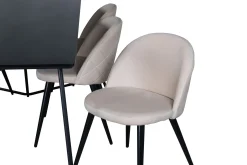 Venture Home Spisegrupper-Petra Spisegruppe 190 cm Rektangulær med 6 Velvet Stoler Svart