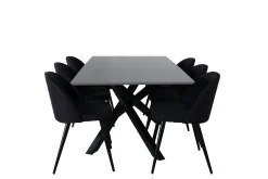 Venture Home Piazza Spisegruppe 180 cm Rektangulær med 6 Velvet Stoler