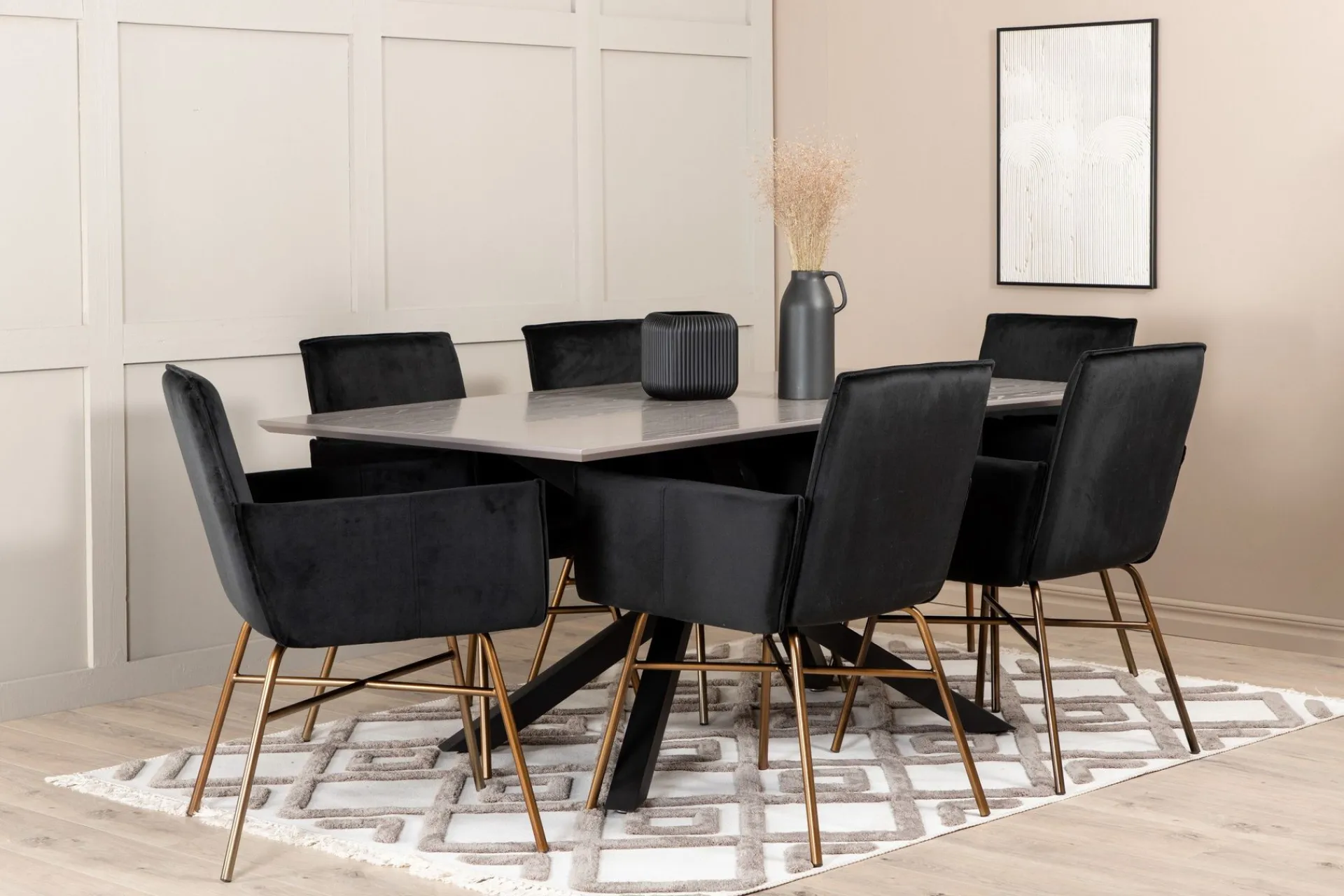 Venture Home Piazza Spisegruppe 180 cm Rektangulær med 6 Petra Stoler