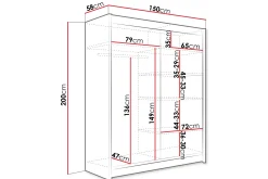 Garderober & Garderobesystem-Pickering Garderobe Med Speil 150x200 cm Svart