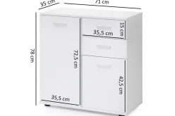 Wohnling Kommode|Entrekommode-Pinuelas Kommode 71x36 cm Hvit