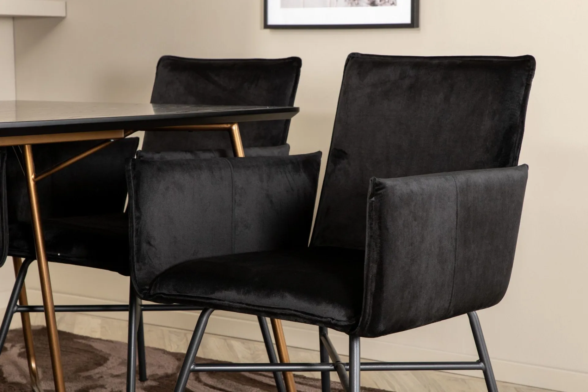Venture Home Spisegrupper-Pipi Spisegruppe 190 cm inkl. 6 Pipi Stoler Kobber,Svart