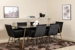Venture Home Spisegrupper-Pipi Spisegruppe 190 cm inkl. 6 Pipi Stoler Kobber,Svart