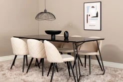 Venture Home Spisegrupper-Pipi Spisegruppe 190 cm inkl. 6 Velvets Stoler Svart