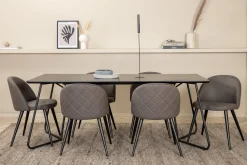 Venture Home Spisegrupper-Pippi spisebord med 6 Fløyel Spisestol Svart