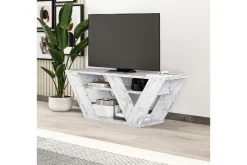 Tv-Benk & Mediabenk-Pipralla TV-benk 110 cm Hvit Marmor