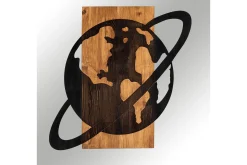 Skilt-Planet Wooden Accessory Veggdekor Svart/Valnøtt