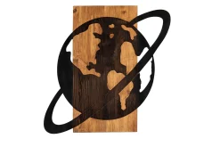 Skilt-Planet Wooden Accessory Veggdekor Svart/Valnøtt
