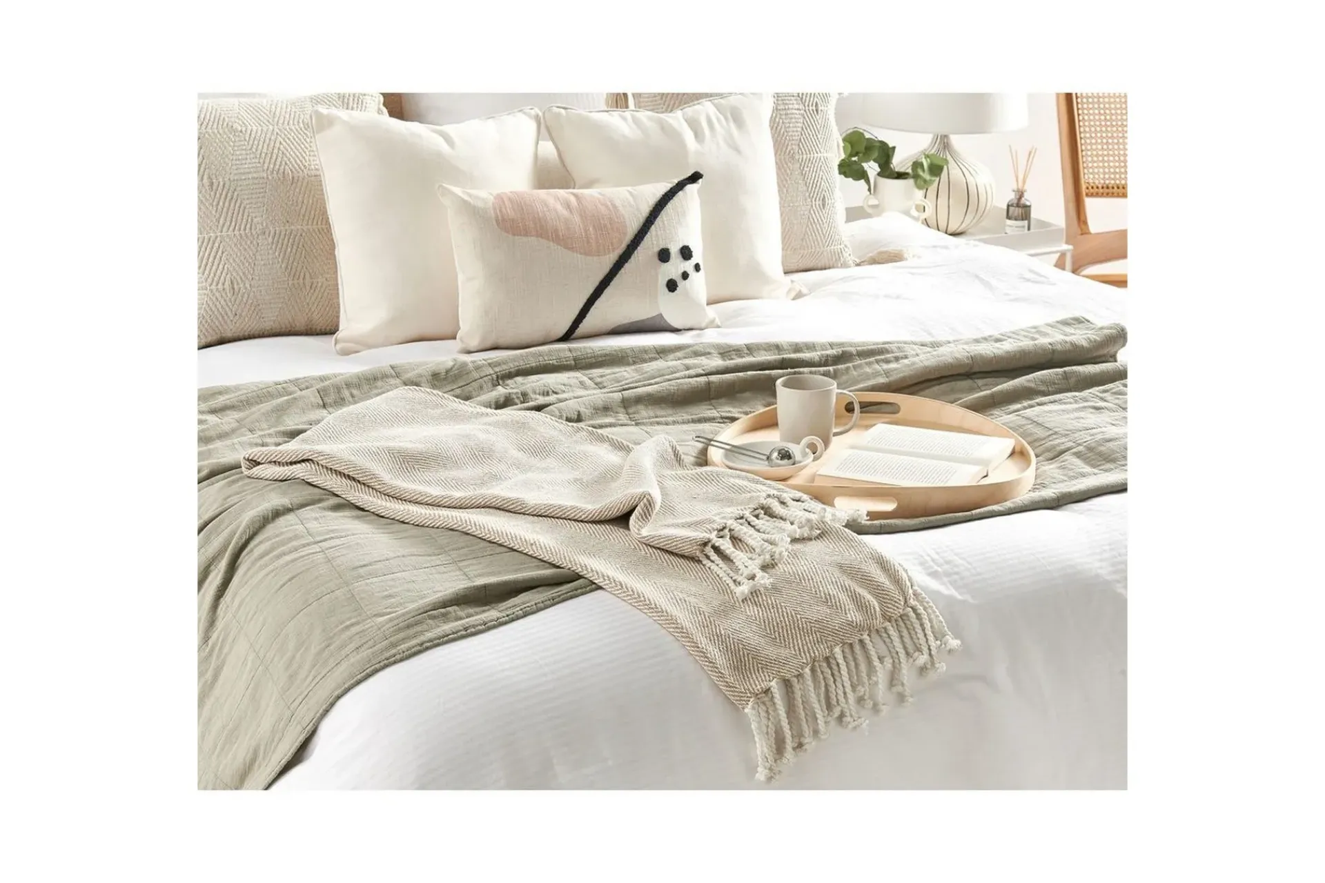 Pledd Tilmi Beige/hvit