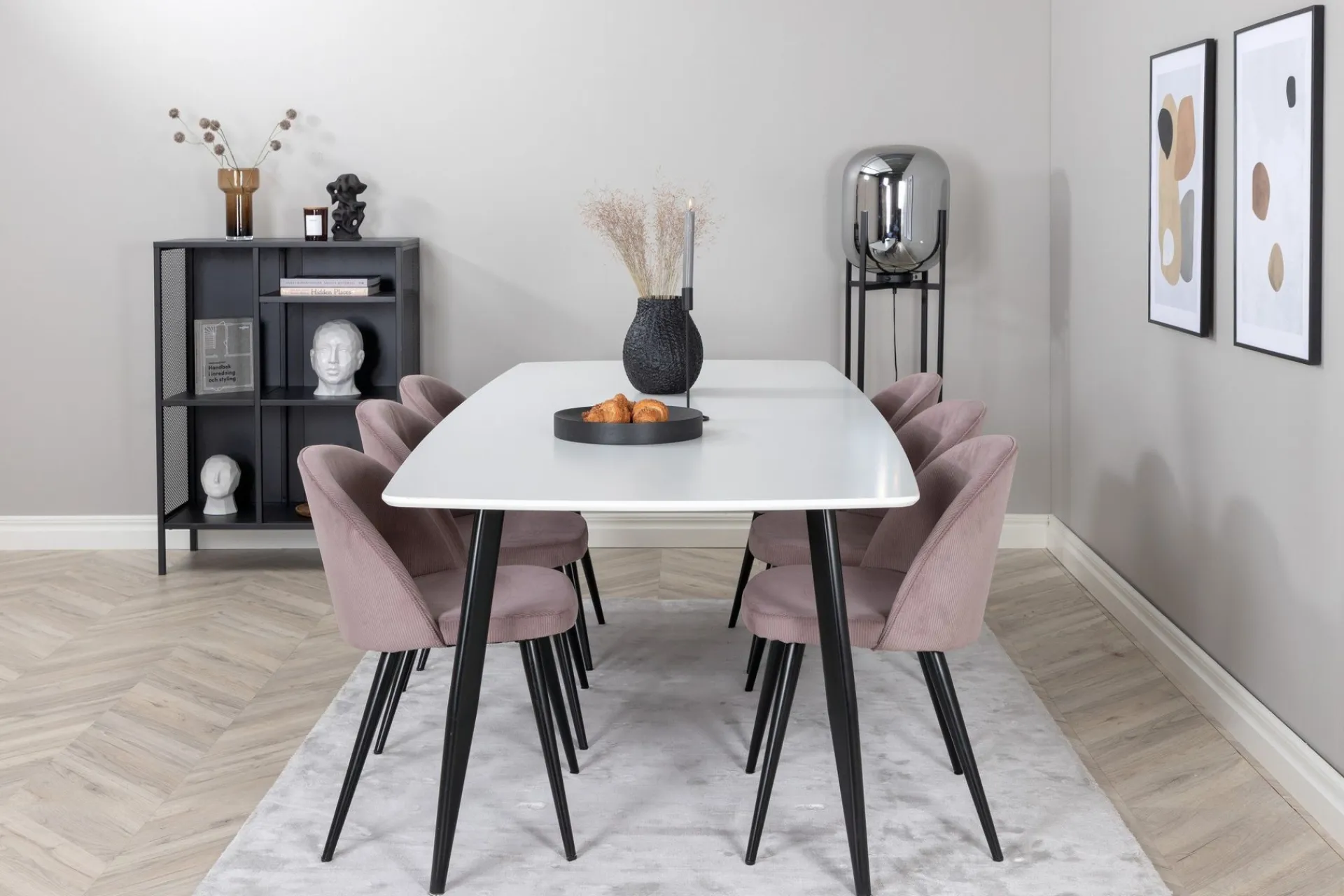 Venture Home Polar Spisegruppe 240 cm Rektangulær med 6 Velvet Stoler