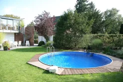 Planet Pool Basseng-Pool over bakken stålveggbasseng Premium rund 4,2x1,2 m nedgravd L:Bl Blå