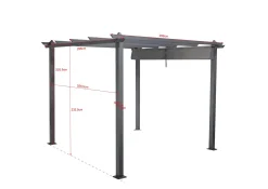 Comfort Garden Markiser|Paviljonger-Porto pergola 3x3 m i aluminium med tak for solskjerming Mørkgrå