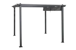 Comfort Garden Markiser|Paviljonger-Porto pergola 3x3 m i aluminium med tak for solskjerming Mørkgrå