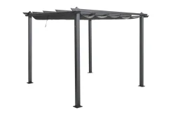 Comfort Garden Markiser|Paviljonger-Porto pergola 3x3 m i aluminium med tak for solskjerming Mørkgrå