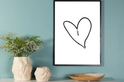 Venture Home Posters|Posters-Poster Heart 21x30 cm Svart/Hvit