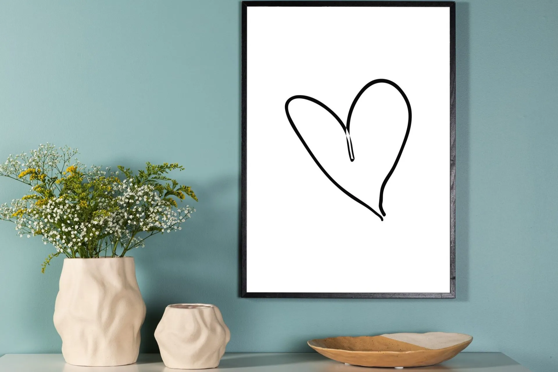 Venture Home Posters|Posters-Poster Heart 50x70 cm Svart/Hvit