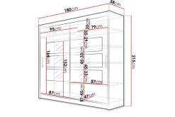 Scandinavian Choice Prag Garderobe 180 cm Skyvedører Delt Speil