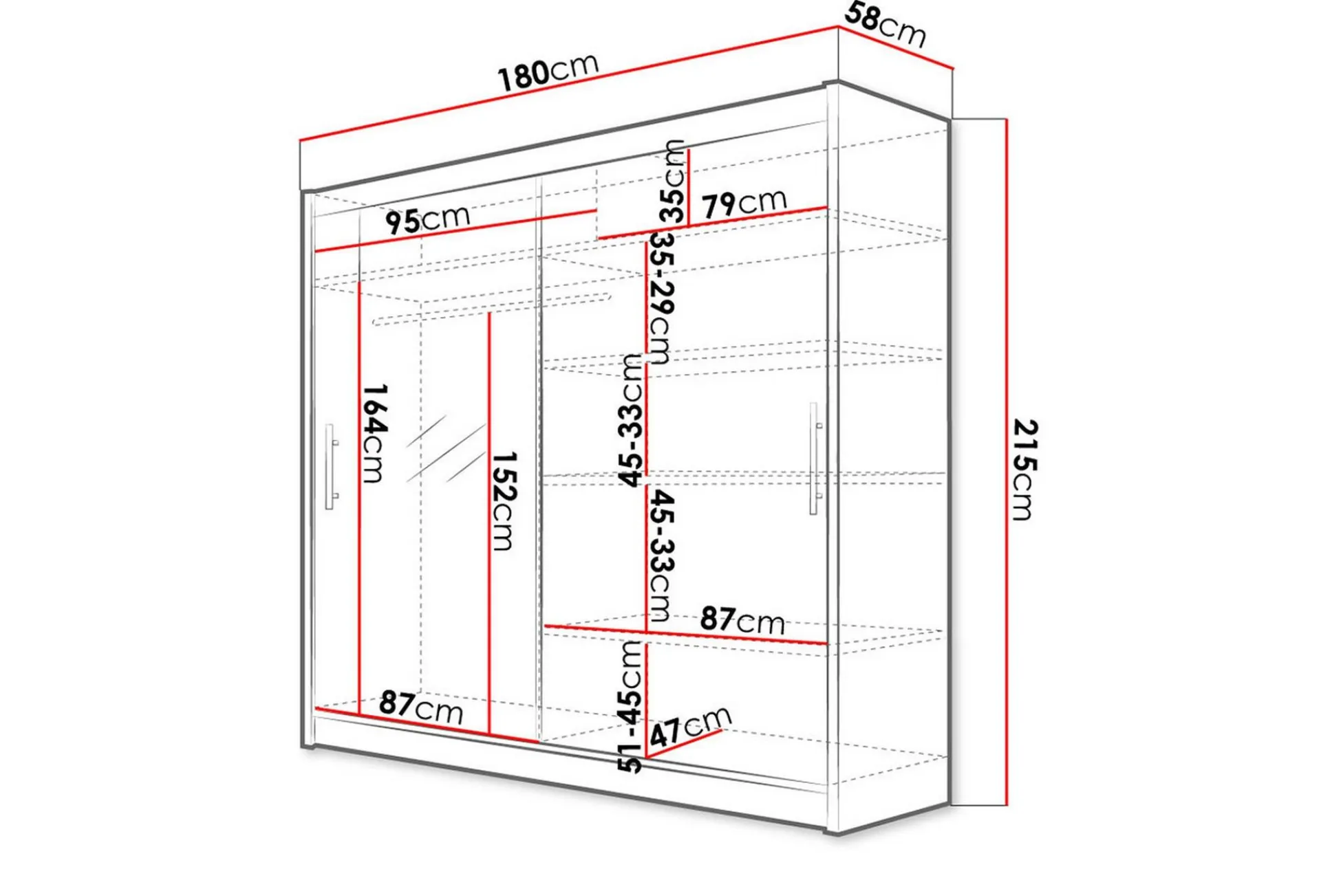 Scandinavian Choice Prag Garderobe med Speil 180x215 cm
