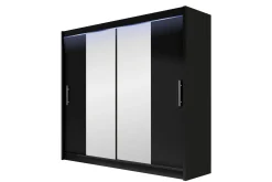 Garderober & Garderobesystem|Knaggerekke-Prag Garderobeskap med Speil 180x215 cm Svart