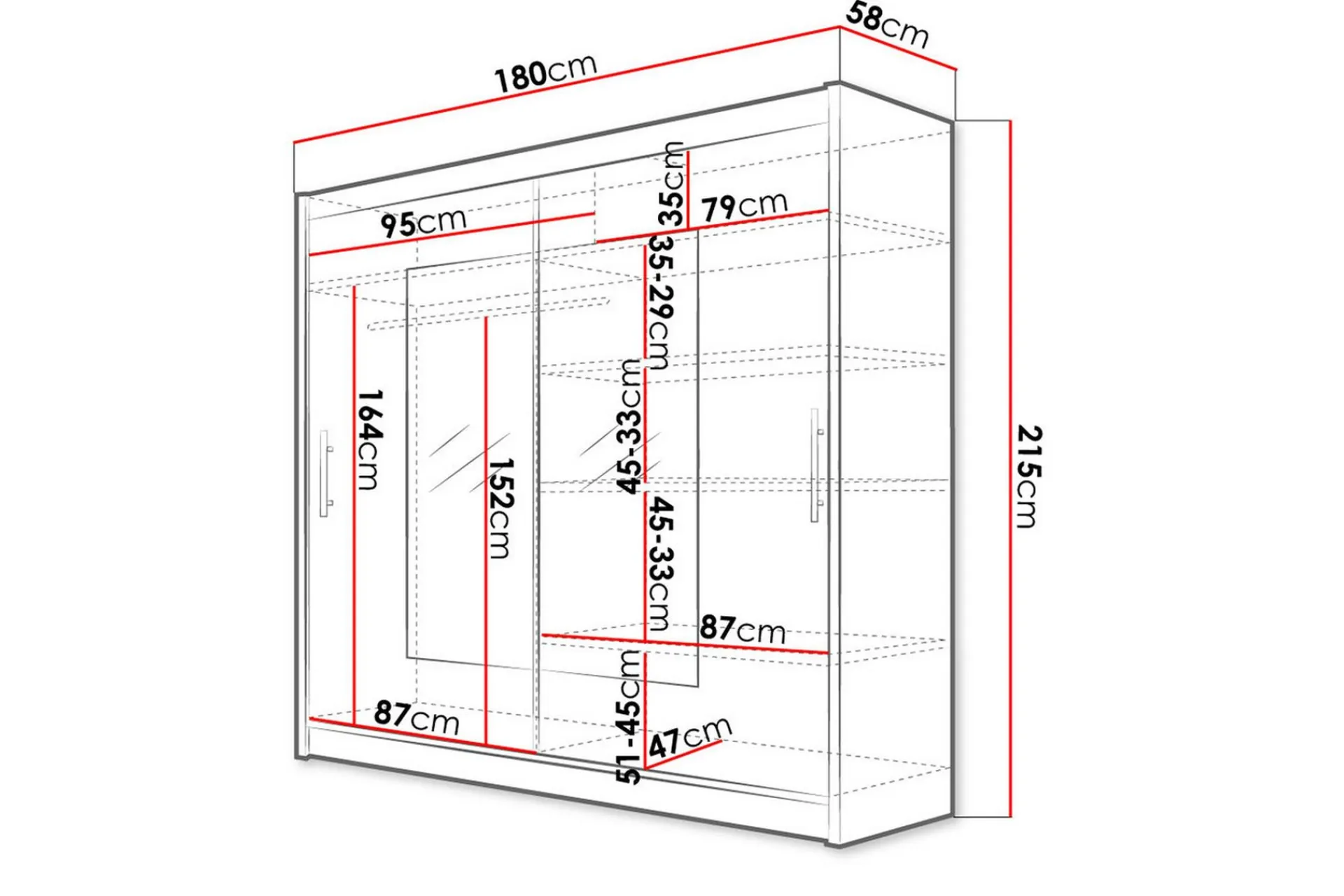 Scandinavian Choice Prag Garderobe 180x57x215 cm